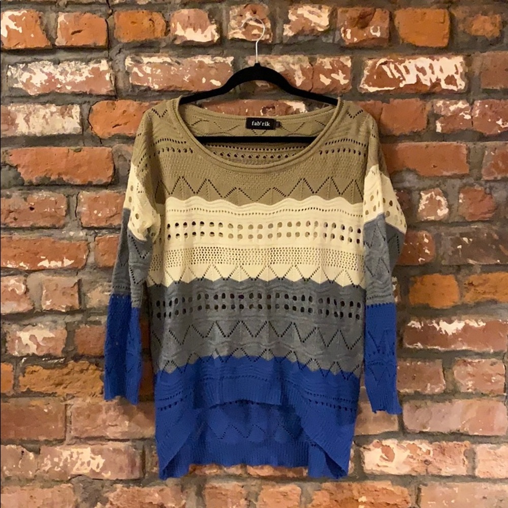 Tri-color Stitched Fashion Sweater by Fab’rik